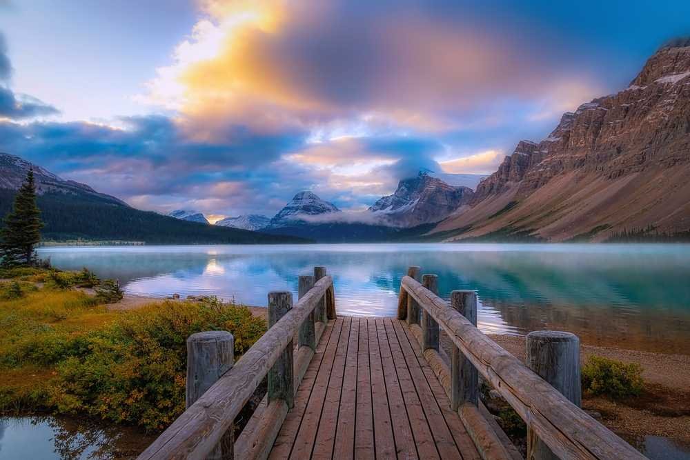 Bow lakes in Jasper National Park.